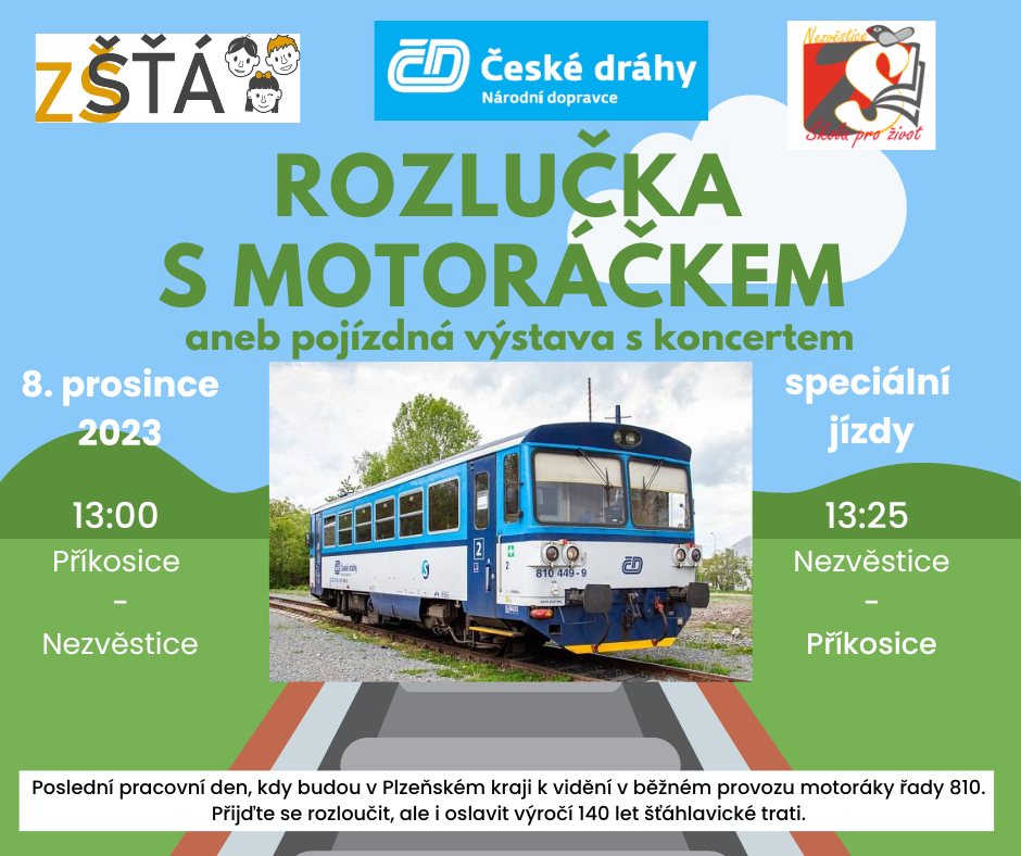 Plakát - rozlučka s motorovými vozy řady 810 na trati 175